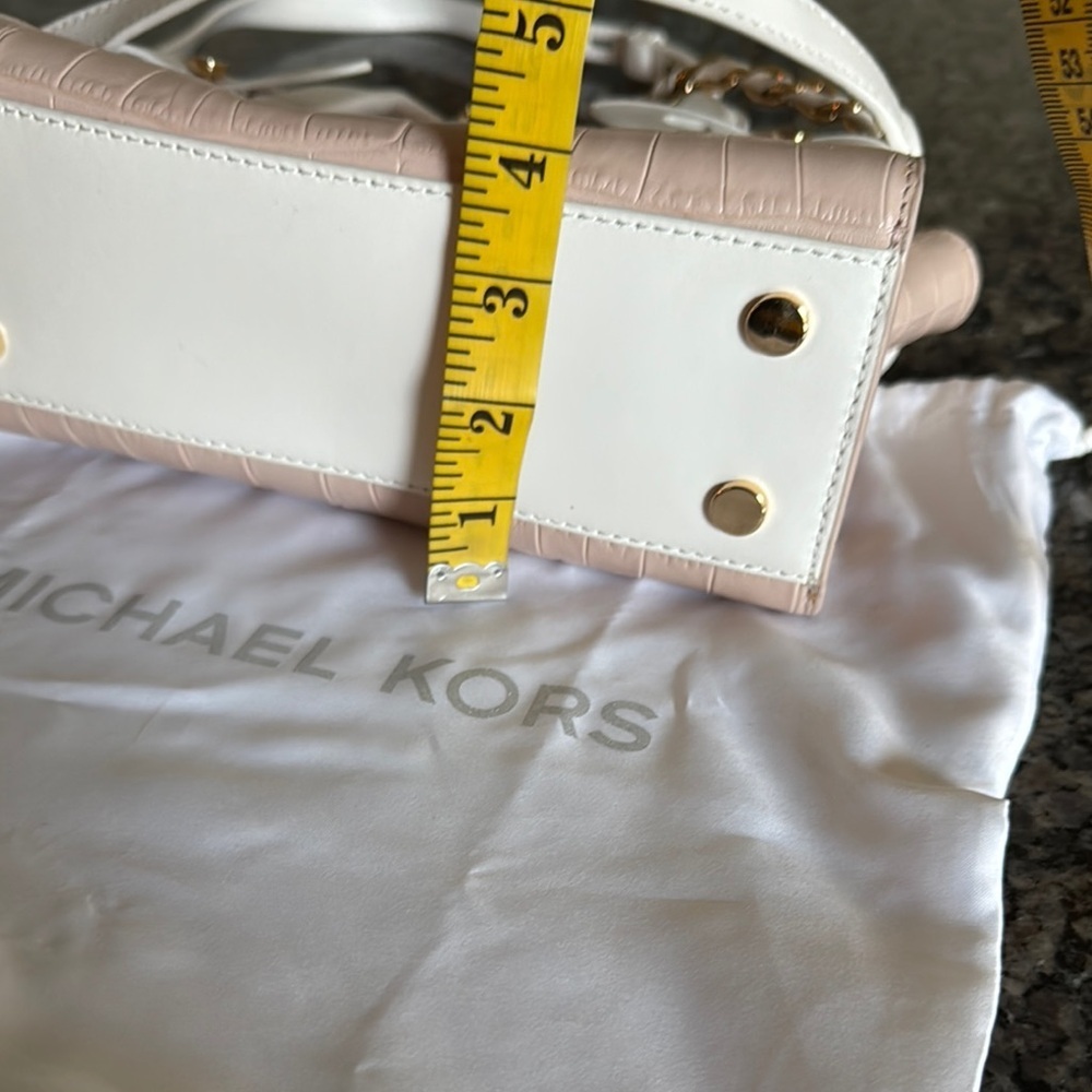 Michael Kors small Pink and Gold Satchel Chic Chain Detail & crossbody NWT - Picture 9 of 12